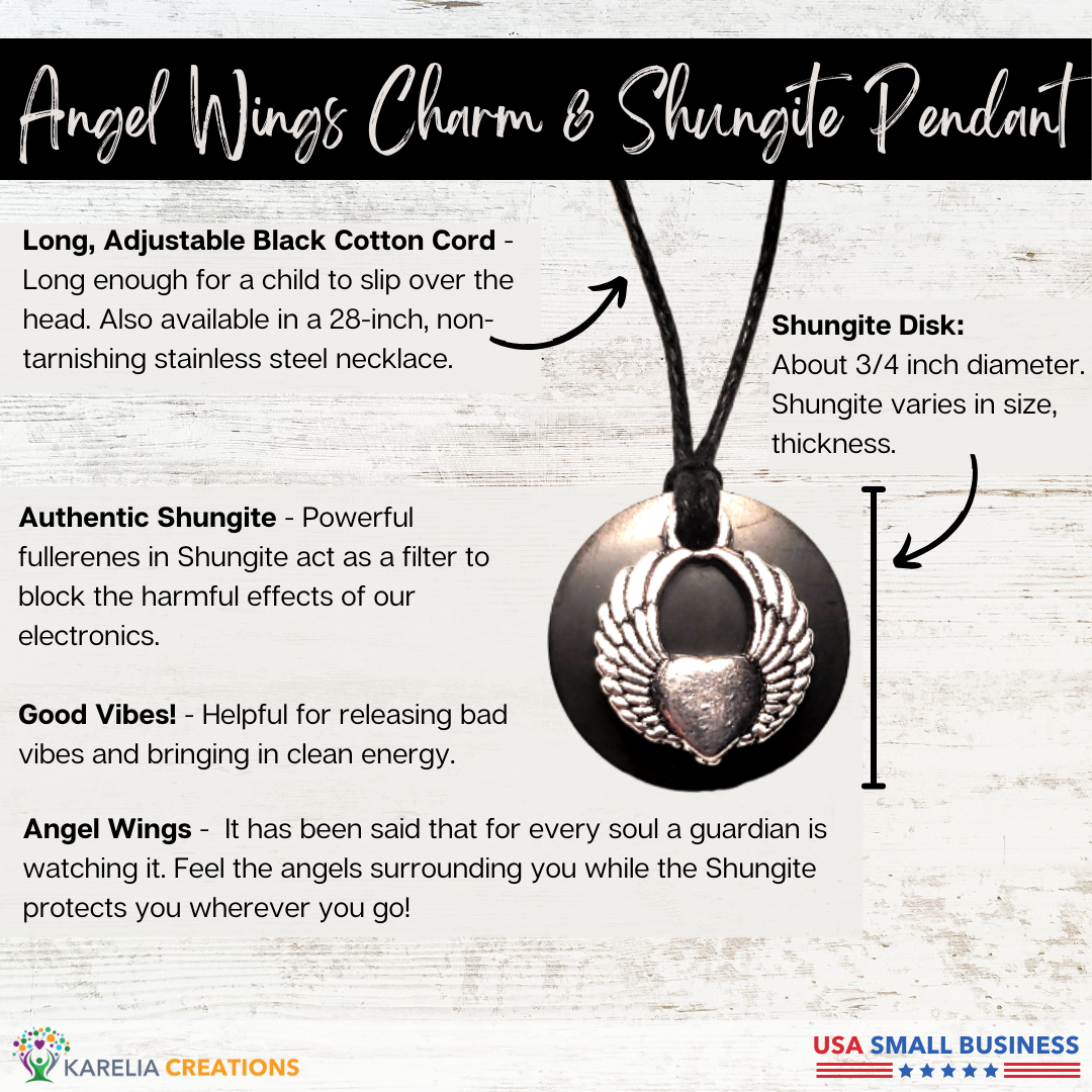 Angel Wing Shungite Necklace & Pendant