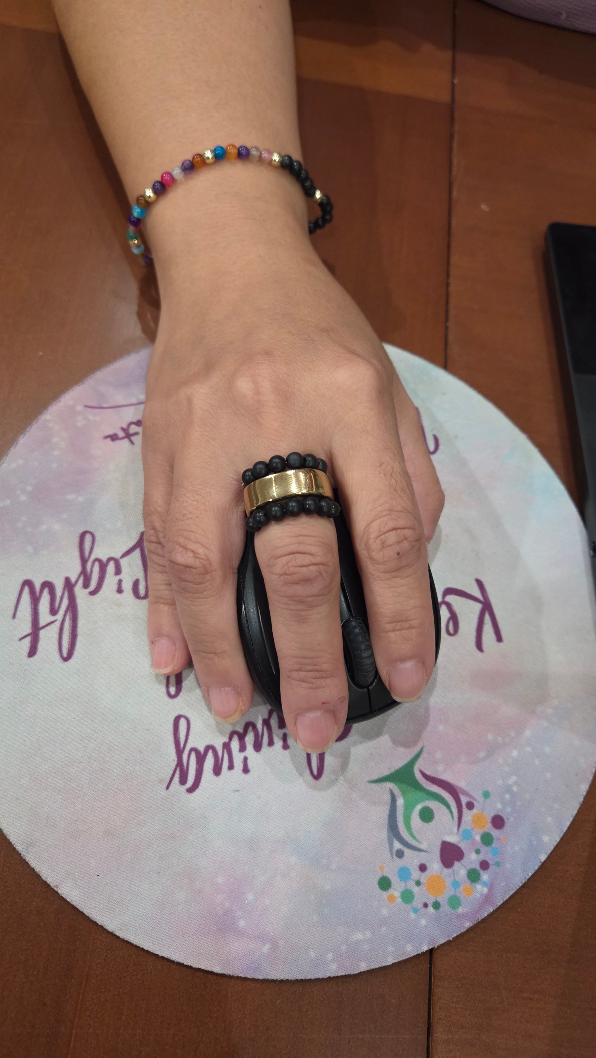 Shungite Stretch Ring - Fits Medium Fingers (6.5 - 8.5)