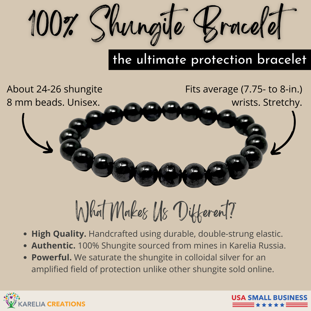 Shungite Bracelet - 8mm Beads, Unisex