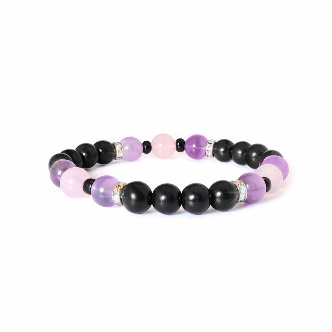 Love, Harmony and Bracelet - Shungite Amethyst Pink Quartz Austrian Crystals