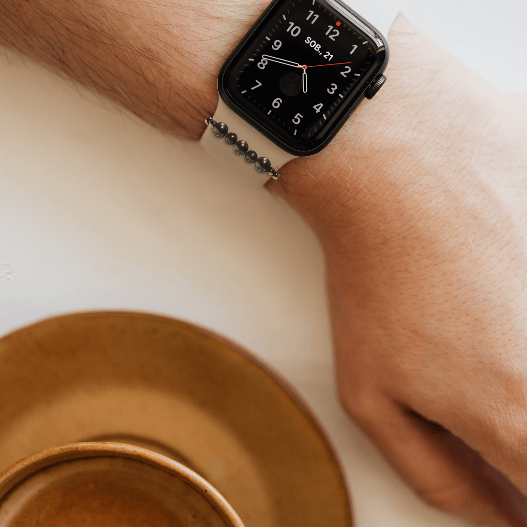 All Shungite watch band, bringing style and protection to a man's smartwatch