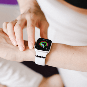 All Shungite watch band, bringing style and protection to a woman's smartwatch