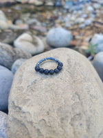 Unisex shungite stretch Ring with 7 all shungite beads to fit ring size 6.5 to 8.5 