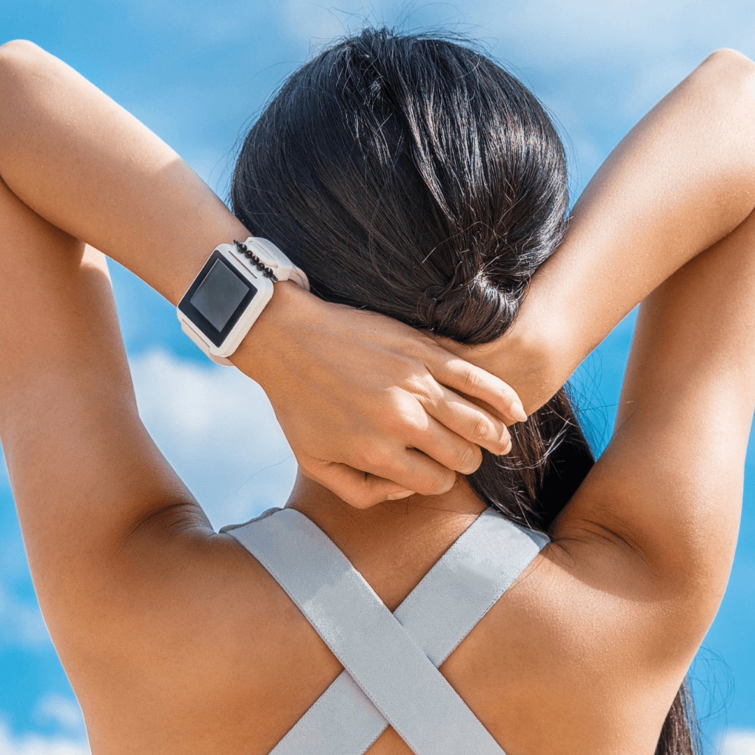 All Shungite watch band, bringing style and protection to a woman's smartwatch