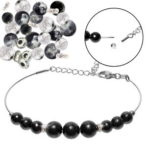 With 38 different beads and no tools needed, this sterling silver bangle bracelet allows you to express your style