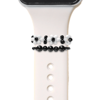 Women's shungite smartwatch band bundle with an all shungite band and a decorative flower band