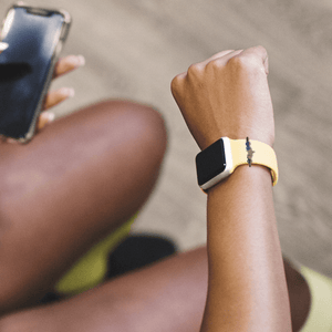 Galaxy tigers eye smartwatch band with decorative star, bringing color and protection to a woman's smartwatch