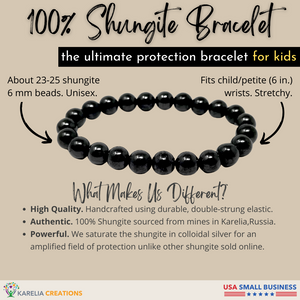 All shungite stretchy bracelet made with high quality, authentic, and powerful shungite