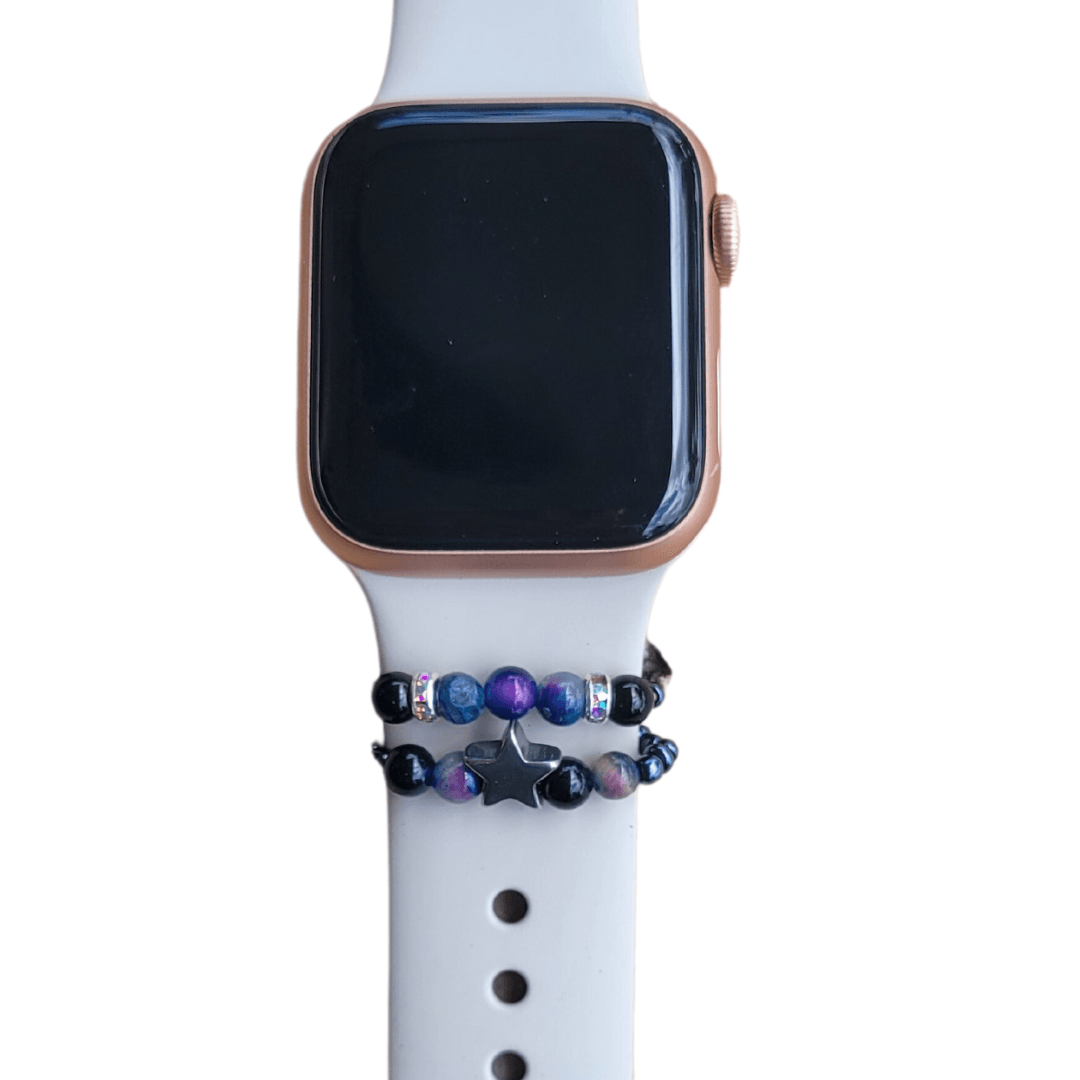 Bundle: Shungite plus Galaxy Tigers Eye Austrian Crystal Smart Watch Band Charms Loops | Apple iWatch Galaxy Smartwatch Decor - Karelia Creations