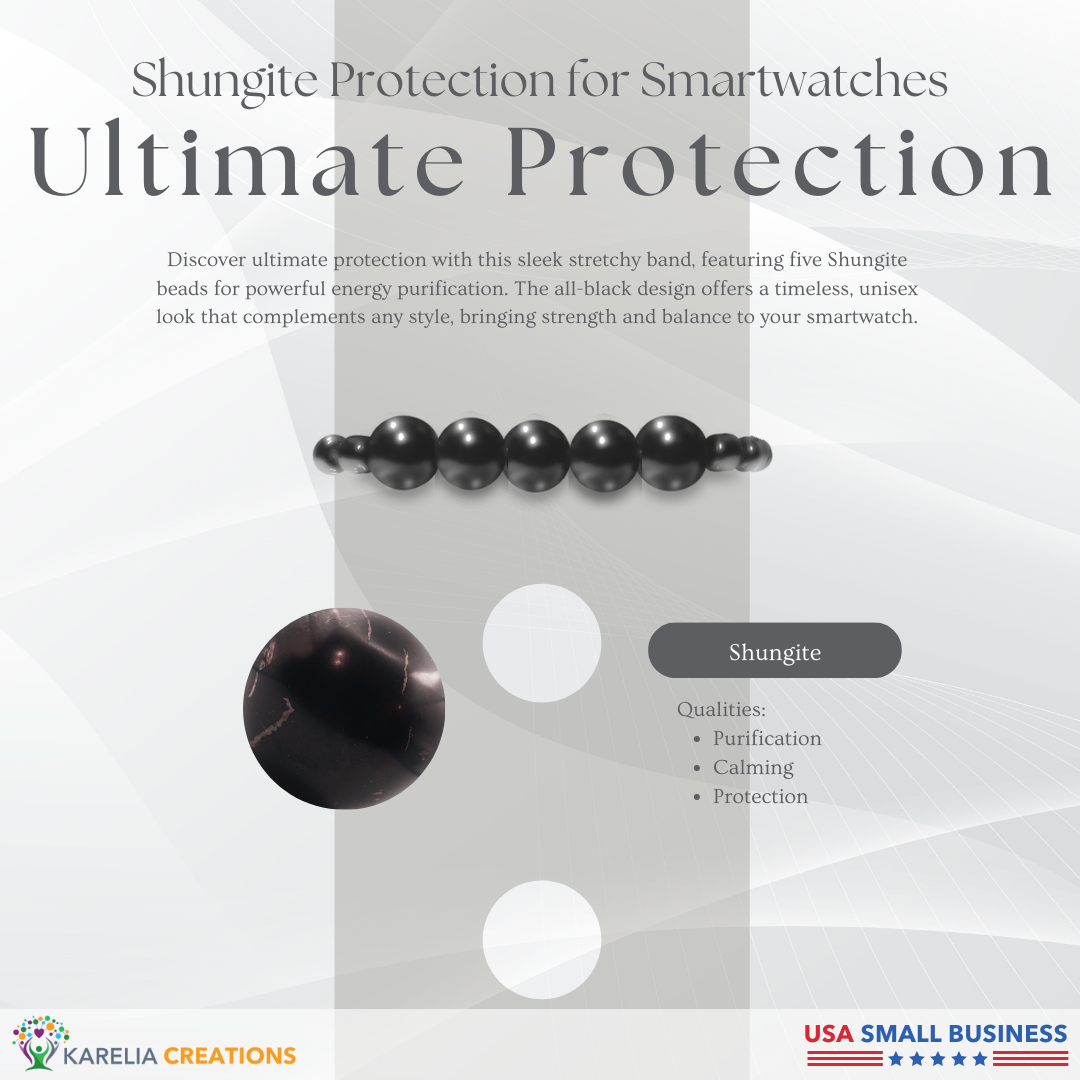 Shungite Smart Watch Band Protection Charm Loop | Apple iWatch Galaxy Smartwatch Decor Unisex