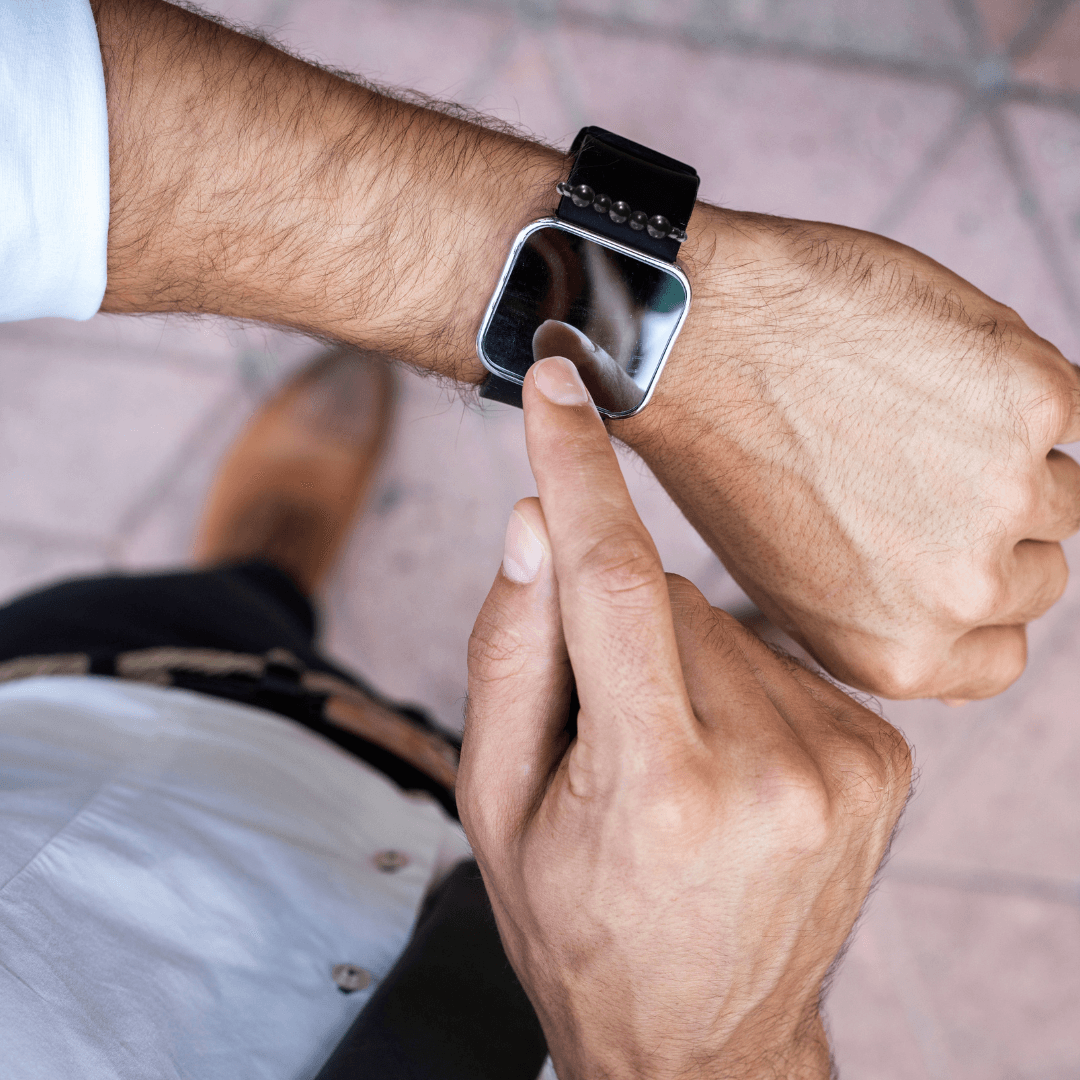 All Shungite watch band, bringing style and protection to a man's smartwatch