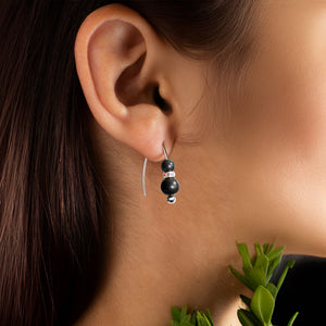 Sterling silver and austrian crystal shungite earrings providing style and protection to a woman