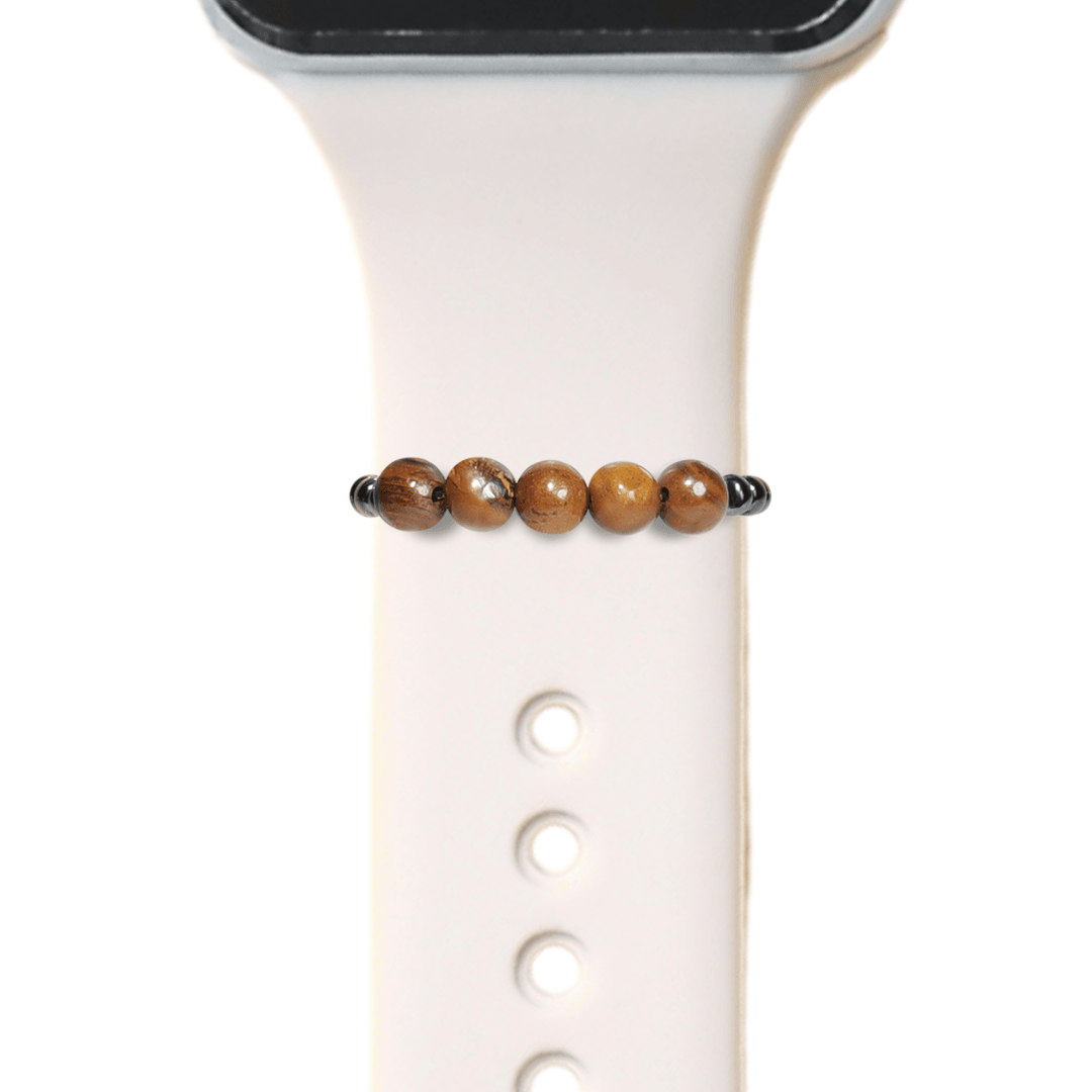 Tigers Eye Smart Watch Band Charms Loops | Apple iWatch Galaxy Smartwatch Decor | Confidence Empowerment Inner Strength - Karelia Creations