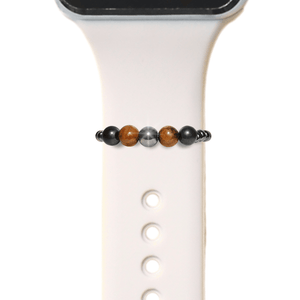 Triple protection band with 2 shungite beads, 2 tiger's eye beads, and 1 hematite bead