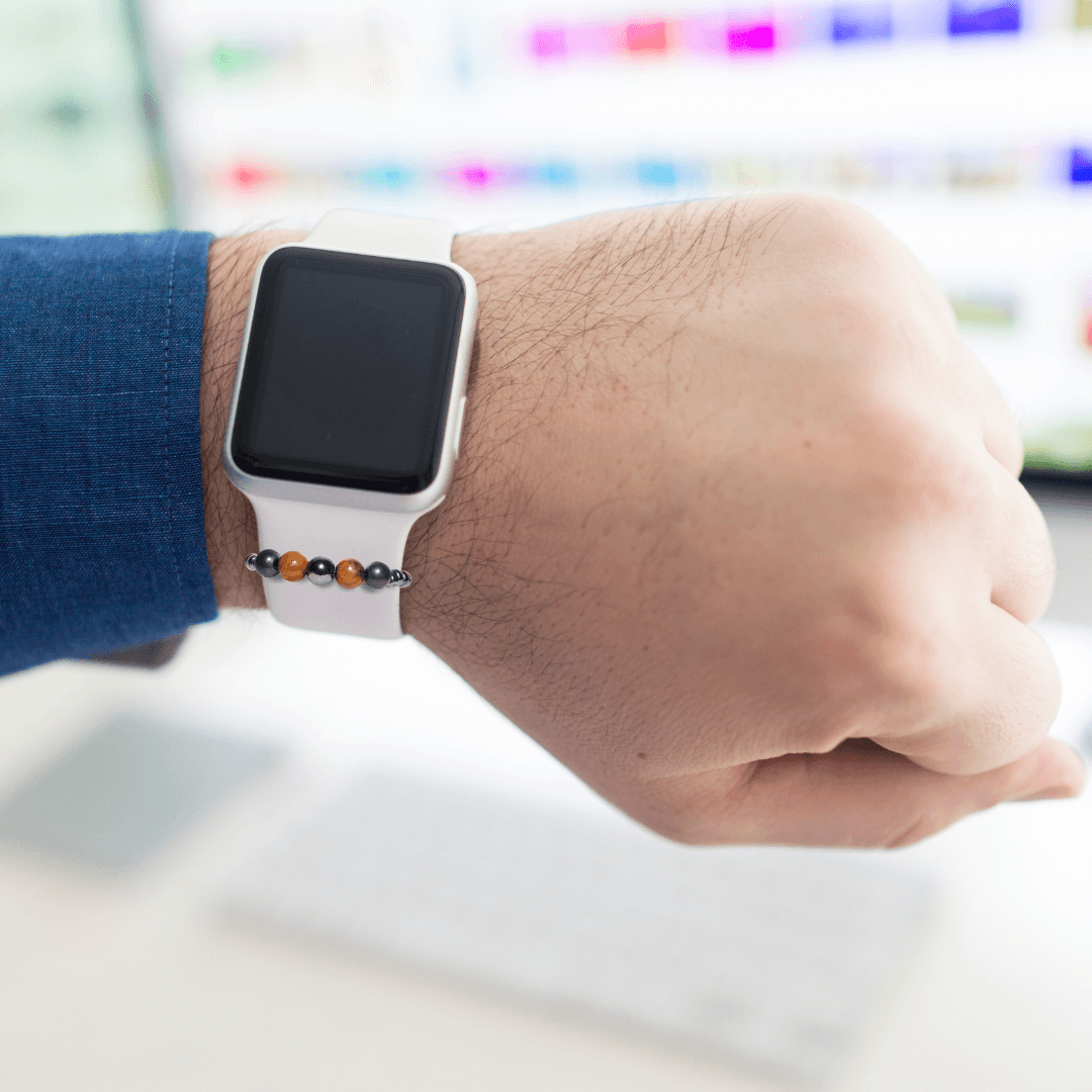 Triple Protection Smart Watch Band Charms Loops | Shungite Tigers Eye Hematite | Apple iWatch Galaxy Smartwatch Decor - Karelia Creations