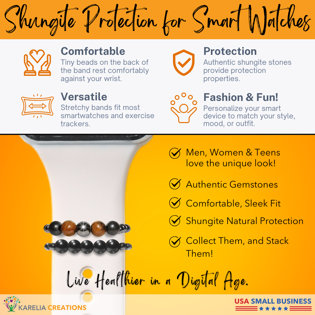 Bundle: All Shungite PLUS Triple Protection Band for Watches | Apple iWatch Galaxy Smartwatch Decor Charms Loops