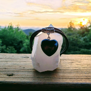 Puffy Heart Polished 100% Shungite Pendant and Leather Necklace - Karelia Creations