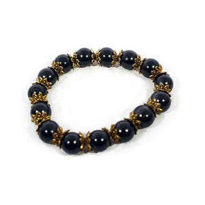 Shungite Bracelet - 8mm Gold Accent, Adult - Karelia Creations