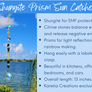 Shungite and Cirtrine Prism Sun Catcher for Car, Home  or Office