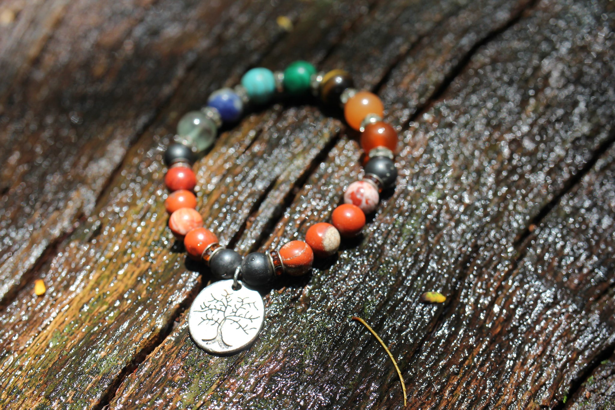 SEVEN CHAKRAS BRACELET with Volcanic LAVA beads | Jewelry by_Iva™