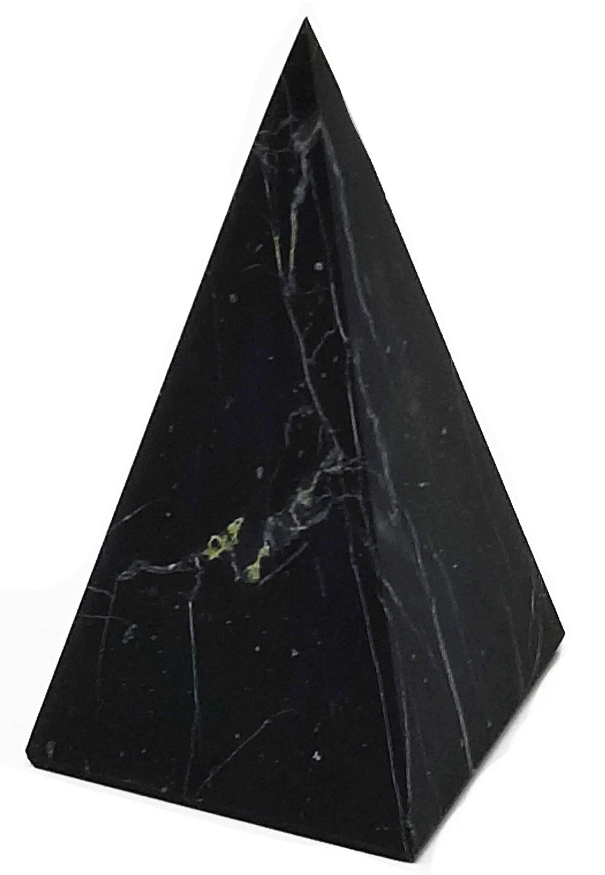 7.5 inch Reiki charged polished Shungite Pyramid will neutralize radiation in a larger room up to a 30-foot radius. 