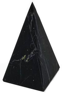 XL Polished Shungite Pyramid - 6.5 inch Power Pyramid - Collodial Silver for Amplification - Karelia Creations