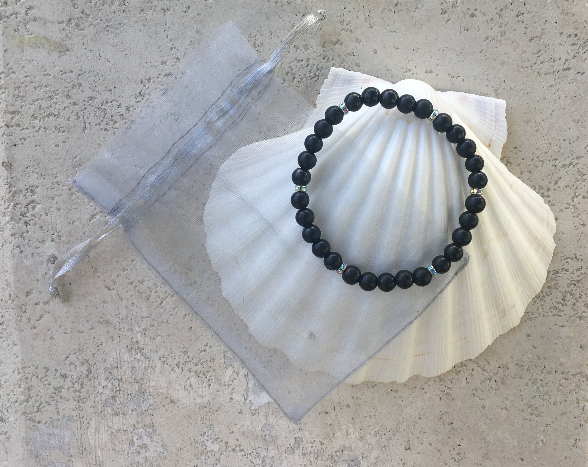 6mm Shungite and Austrian Crystal Protection Bracelet