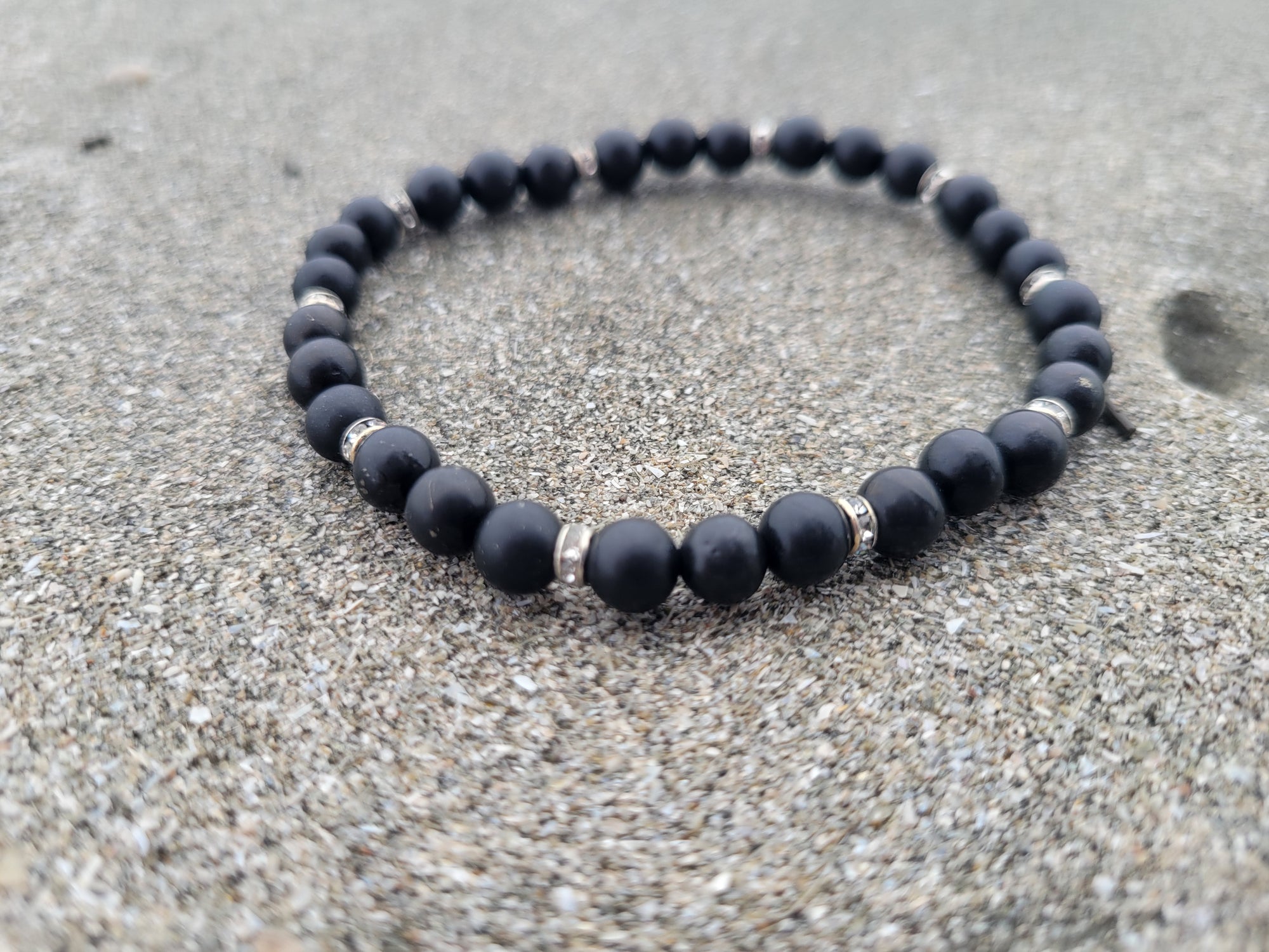 Set Of 5 Shungite Bracelets – Dewdrops, 6mm Beads, Adjustable, EMF Protection, Natural From Russia Karelia
