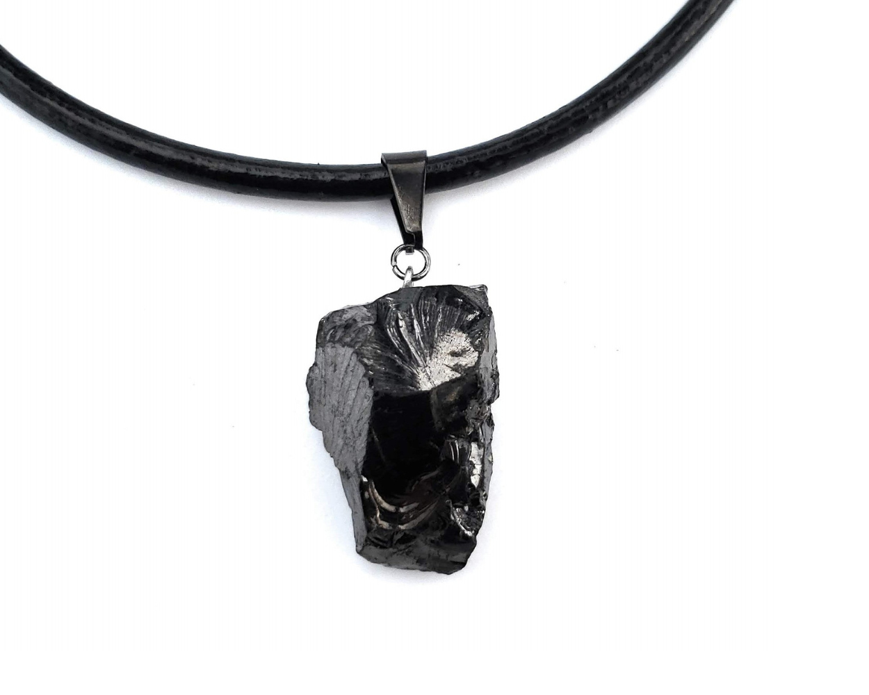 Shungite EMF Protection 1 In. Vertical Rectangle Faceted Pendant With - Foto 10
