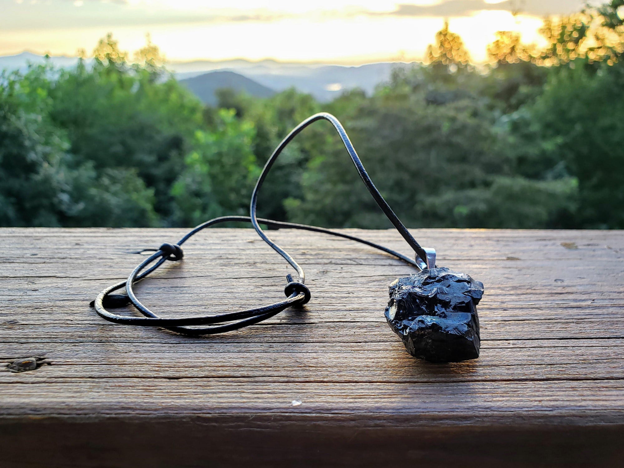 Extra Large Elite Noble Raw Shungite Pendant on a leather cord with up to 98% carbon for maximum EMF protection 