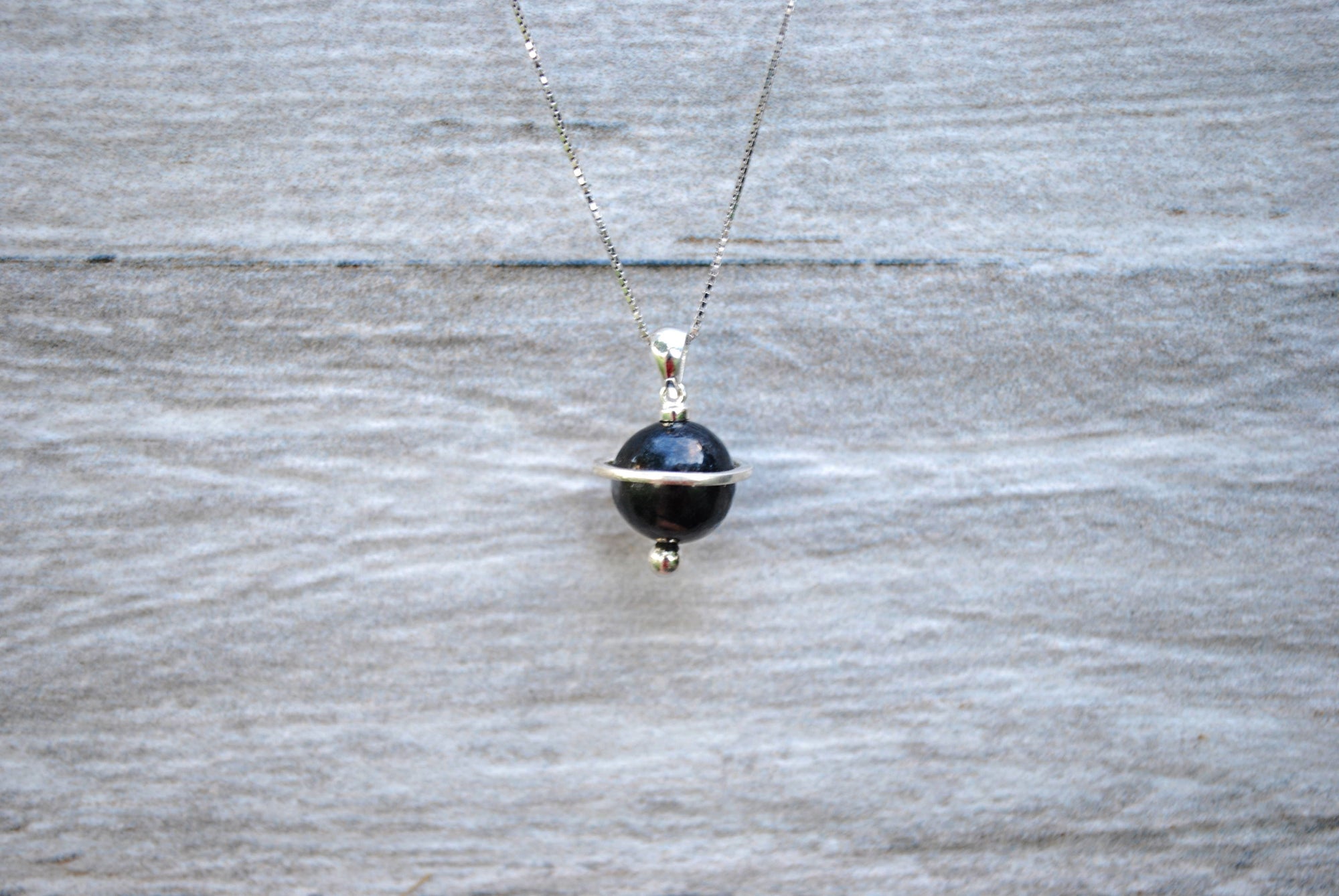 Shungite Sterling Silver Orbit Pendant and 18-Inch Necklace