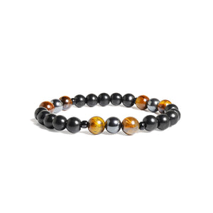 This beautiful XS bracelet includes three of the most powerful 6mm stones: tiger's eye, hematite and shungite.