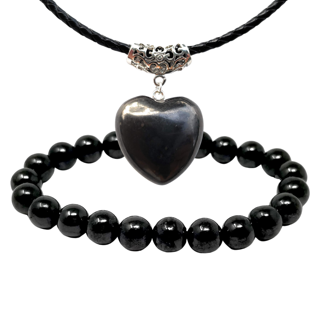 Crystal Heart Pendant - Black - Rope Necklace or Omega - AJ02 4mm 22” Rope Necklace