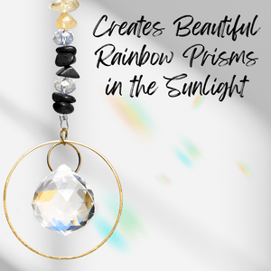 Shungite and Citrine Rainbow Prism Suncatcher - Home and Car - Karelia Creations